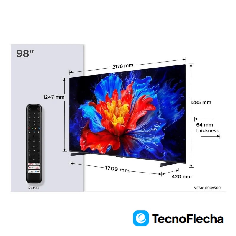 TCL QLED 98P89K 98'' 4K Smart TV WiFi Google TV Metálico - Image 2