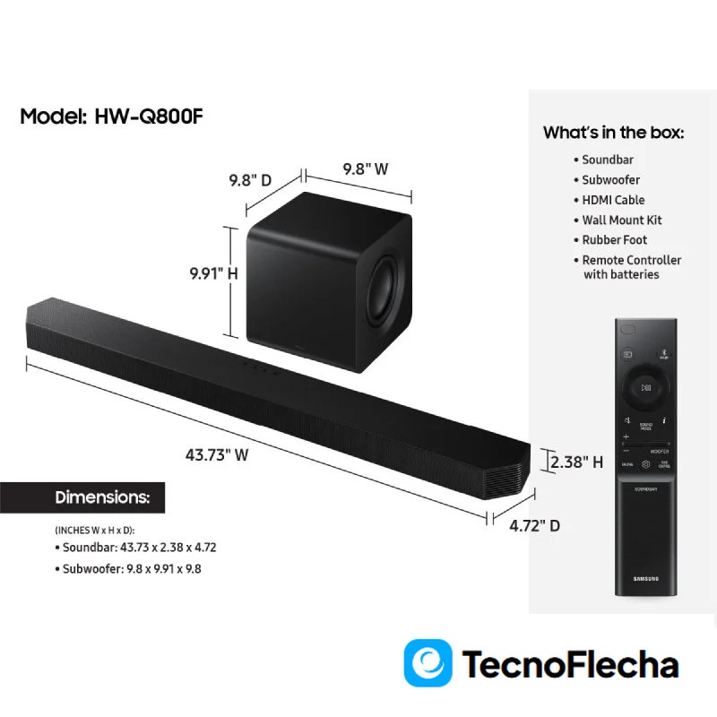 Samsung HW-Q800F Barra de sonido Wi-Fi Bluetooth 400W Dolby Atmos Alexa AirPlay 2 - Image 5