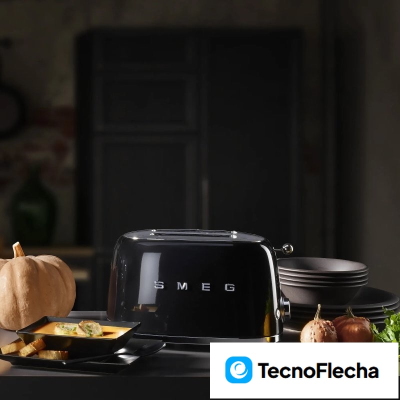Smeg TSF01BLEU Tostadora 2 Rebanadas 950W Negro Brillante - Image 4