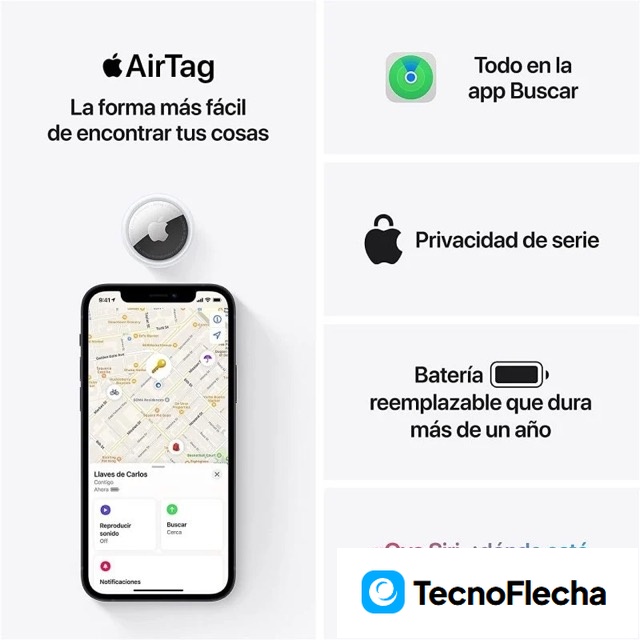 Apple AirTag Bluetooth Plata, Blanco - Image 4