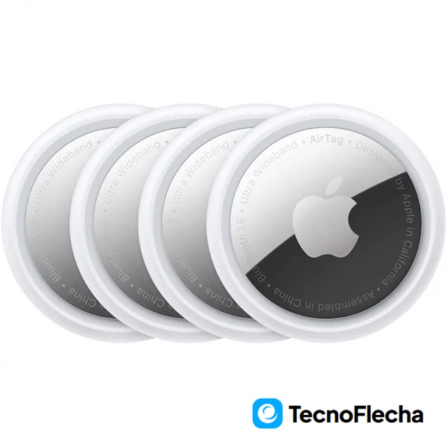 Apple AirTag Bluetooth Plata, Blanco Pack 4 Dispositivos